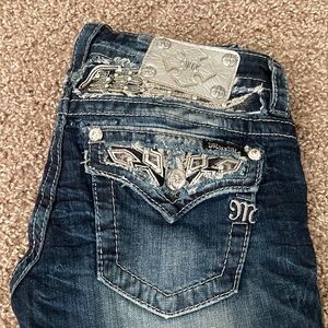 Miss Me Dark Blue Denim with Awesomely Fun Silver Accents